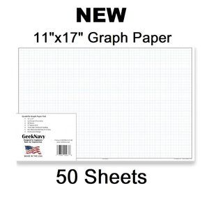 GeekNavy 11" x 17" Quadrille Graph Paper 50 Sheets Landscape - 0.25" Blueprint D